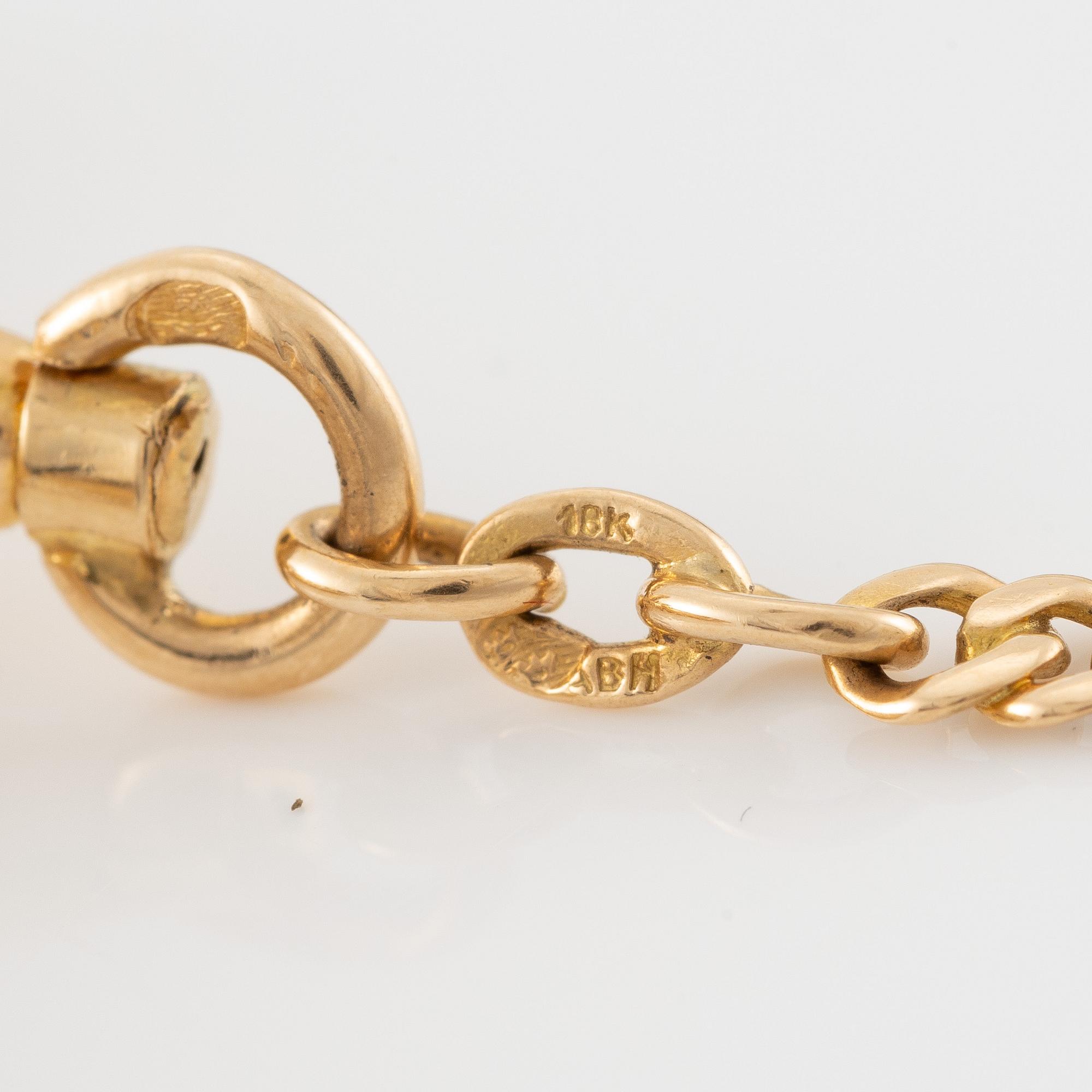 Longines, pocket watch, hunter, 18K gold with chain, 52 mm.