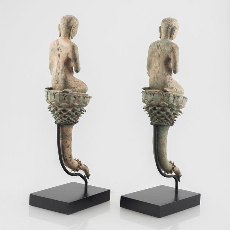 A pair of Buddhist sculptures, Thailand, 20th century.