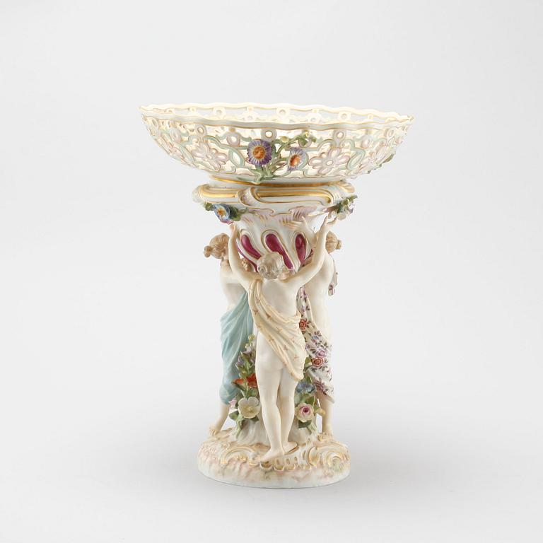 A porcelain centerpiece from Meissen, made in the late 19th century.