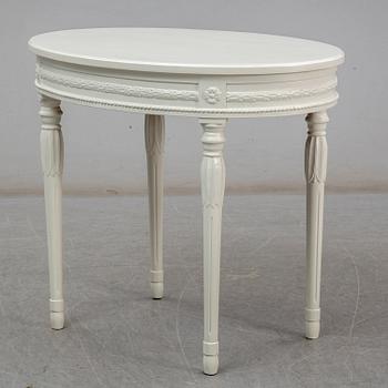 A pair of chairs, sofa and table, late gustavian style, 1900's.