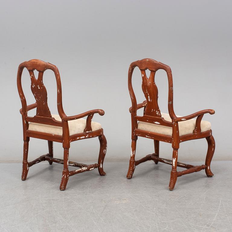 A pair of Swedish 18th century armchairs.