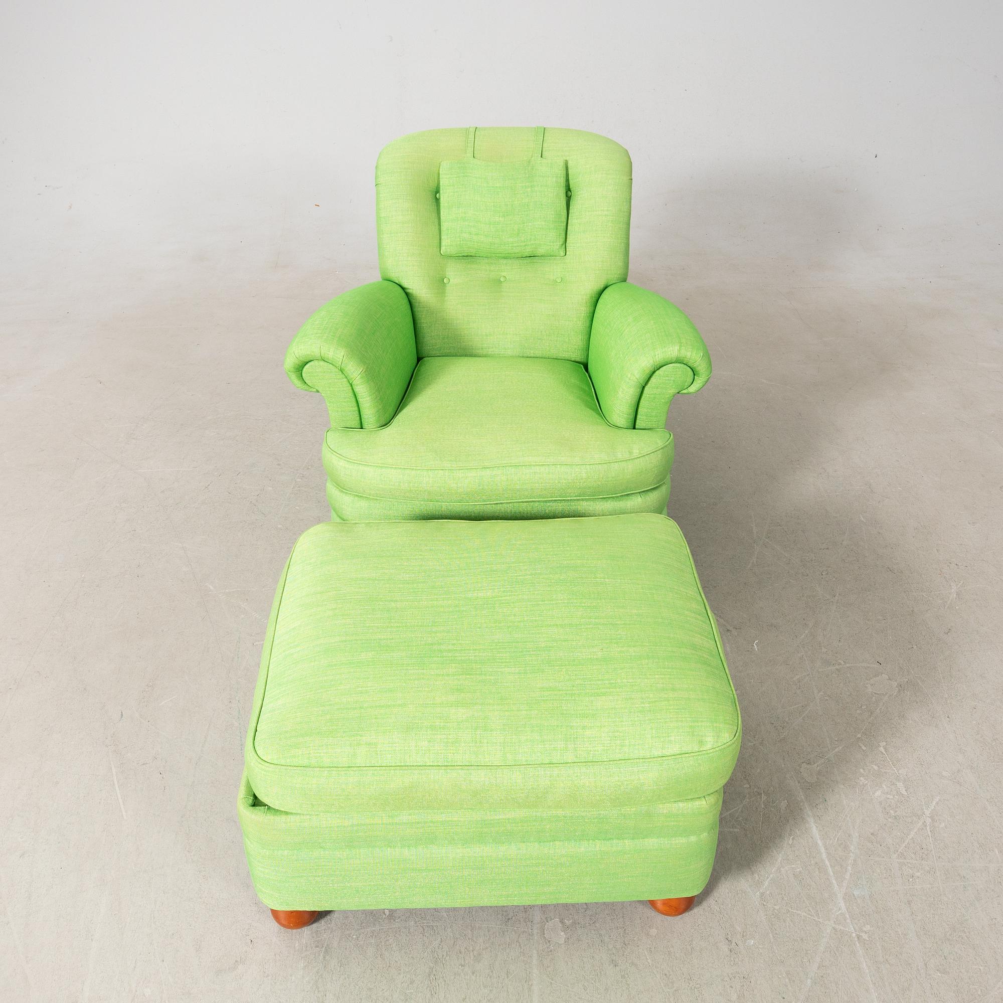 Josef Frank, armchair with footstool, model 336 late 20th century.