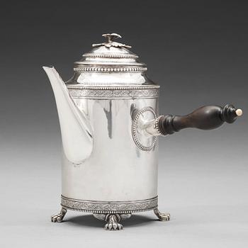 202. A Swedish late 18th century silver coffee-pot, mark of Nils Tornberg, Linköping 1792.