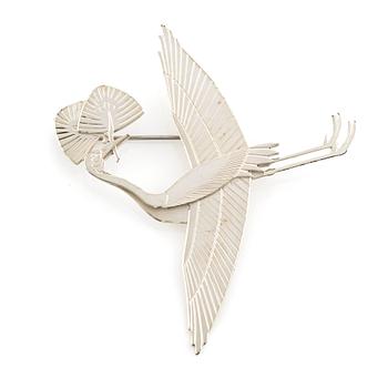 470. Wiwen Nilsson, a sterling silver brooch in the shape of a crane, Lund 1975.