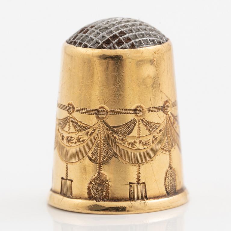 Fingerborg 18K guld med stål, Härnösand 1880.