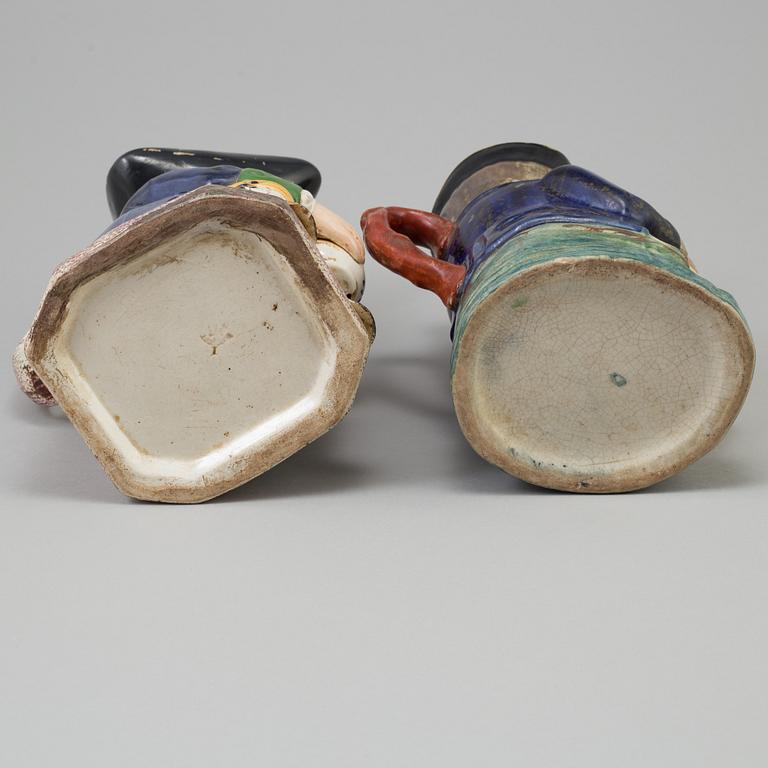 TWO POTTERY TOBY JUGS, England, 19th century.