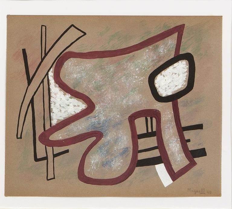 Alberto Magnelli, gouache signed and dated 40.