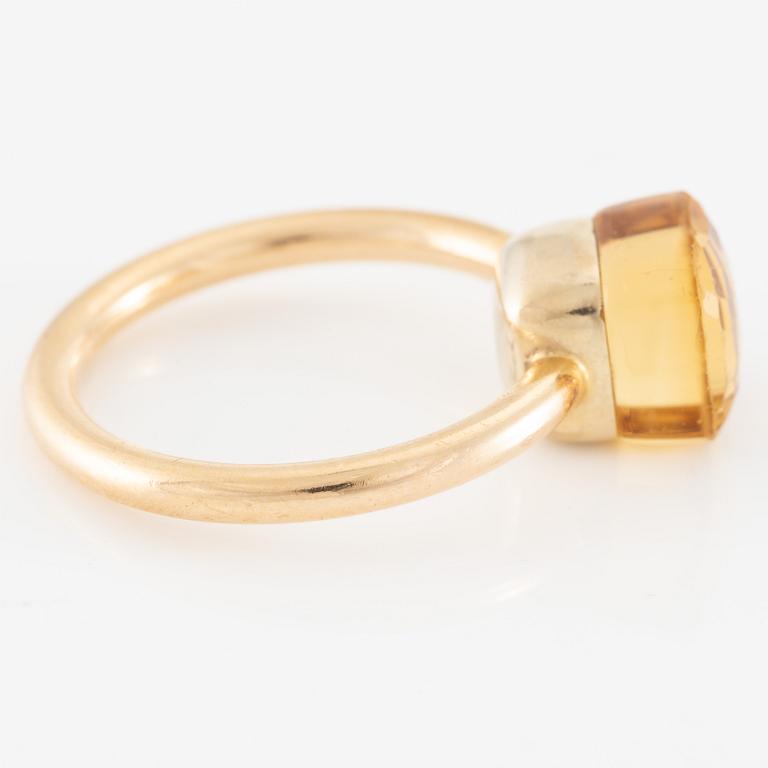Pomellato ring 18K gold with a faceted citrine "Nudo Petit".