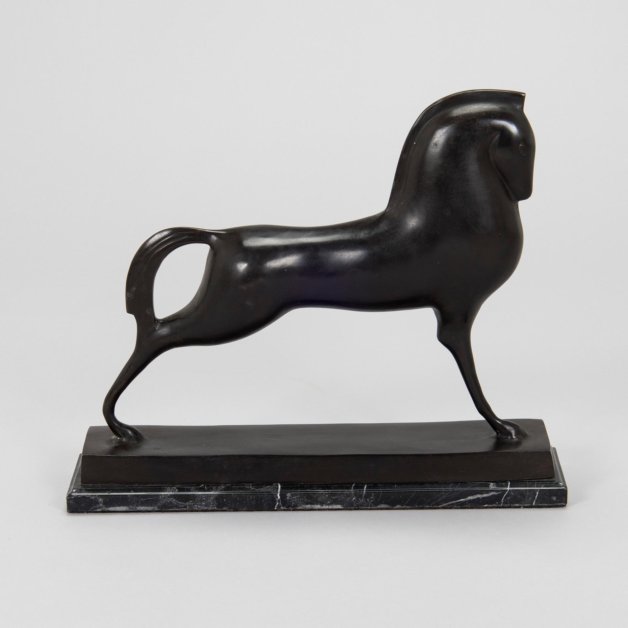 an art Deco style sculpture, bronze and marble.