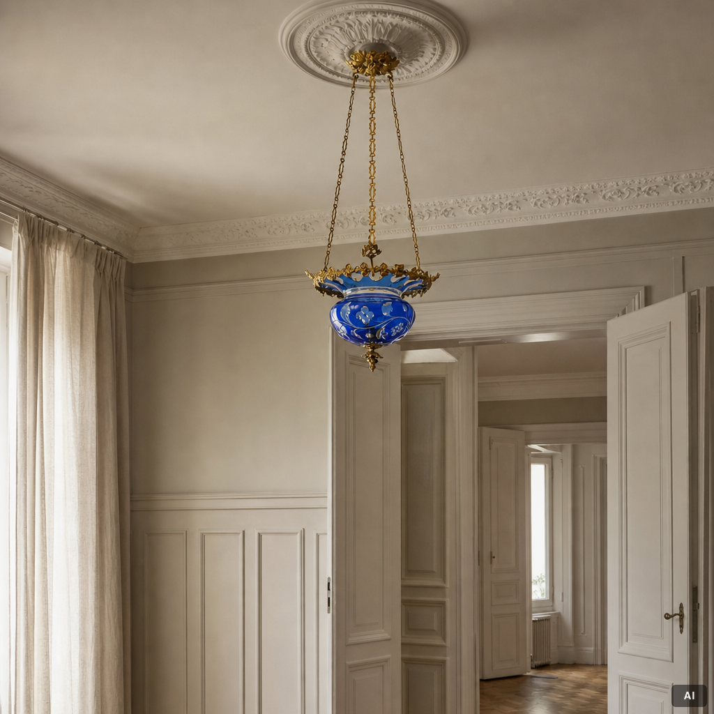 A late Empire ceiling lamp, mid-19th Century.