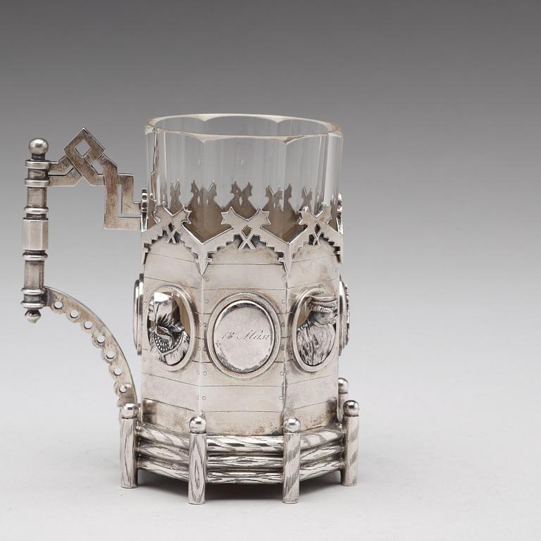 A Russian 19th centruy silver tea-glas holder, St. Petersburg 1873.