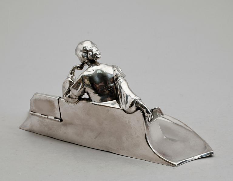 SKRIVSTÄLL, försilvrad vitmetall, sekelskiftet 1900.