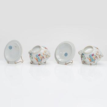 Kannellisia maljoja, 2 kpl, posliinia, Kanton, 1800-luku.