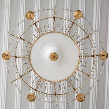 A late Gustavian around year 1800 6-light chandelier.