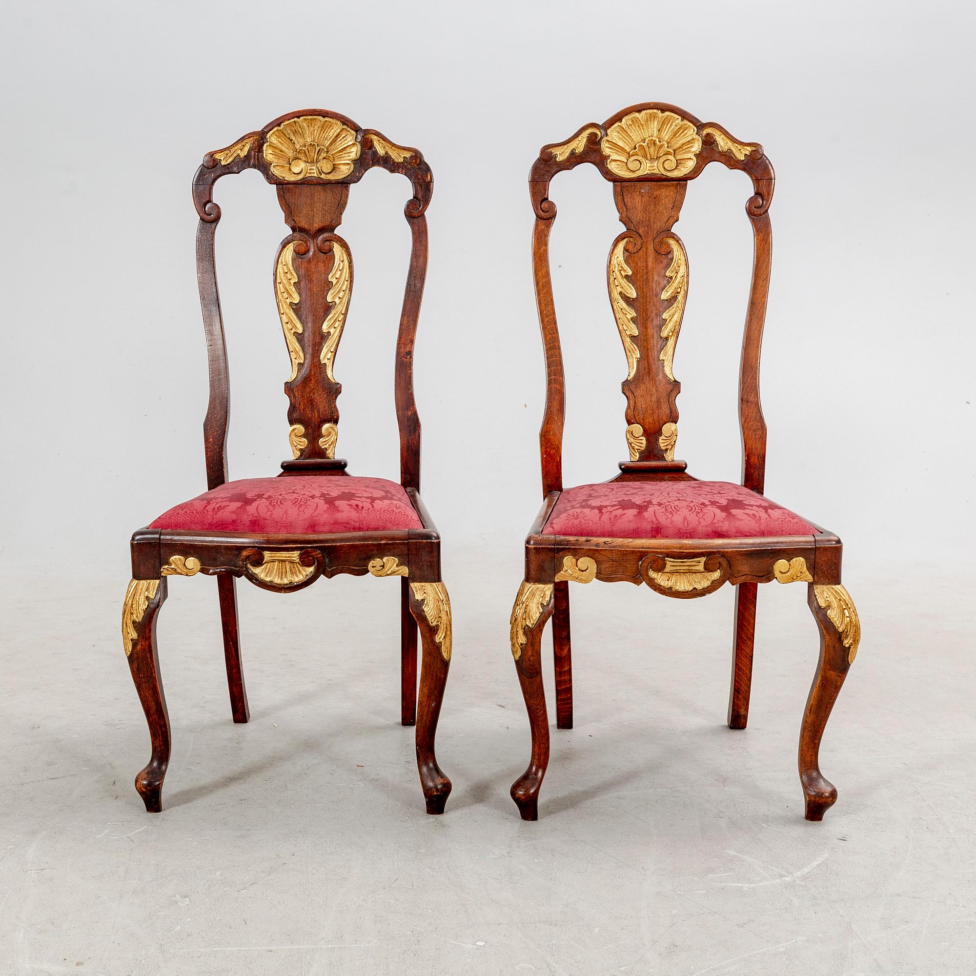 A pair of Louis XV style chairs early 1900.