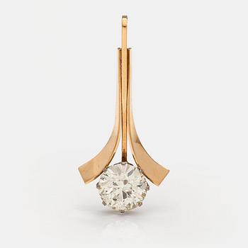 Hänge, 18K guld, gammalslipad diamant ca 4.71 ct. Kultakeskus, Tavastehus 1973.