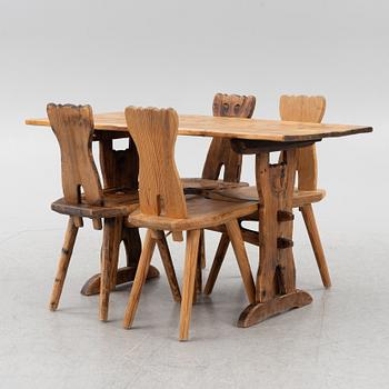 Dining group, 5 pieces, cabin furniture, mid-20th century.