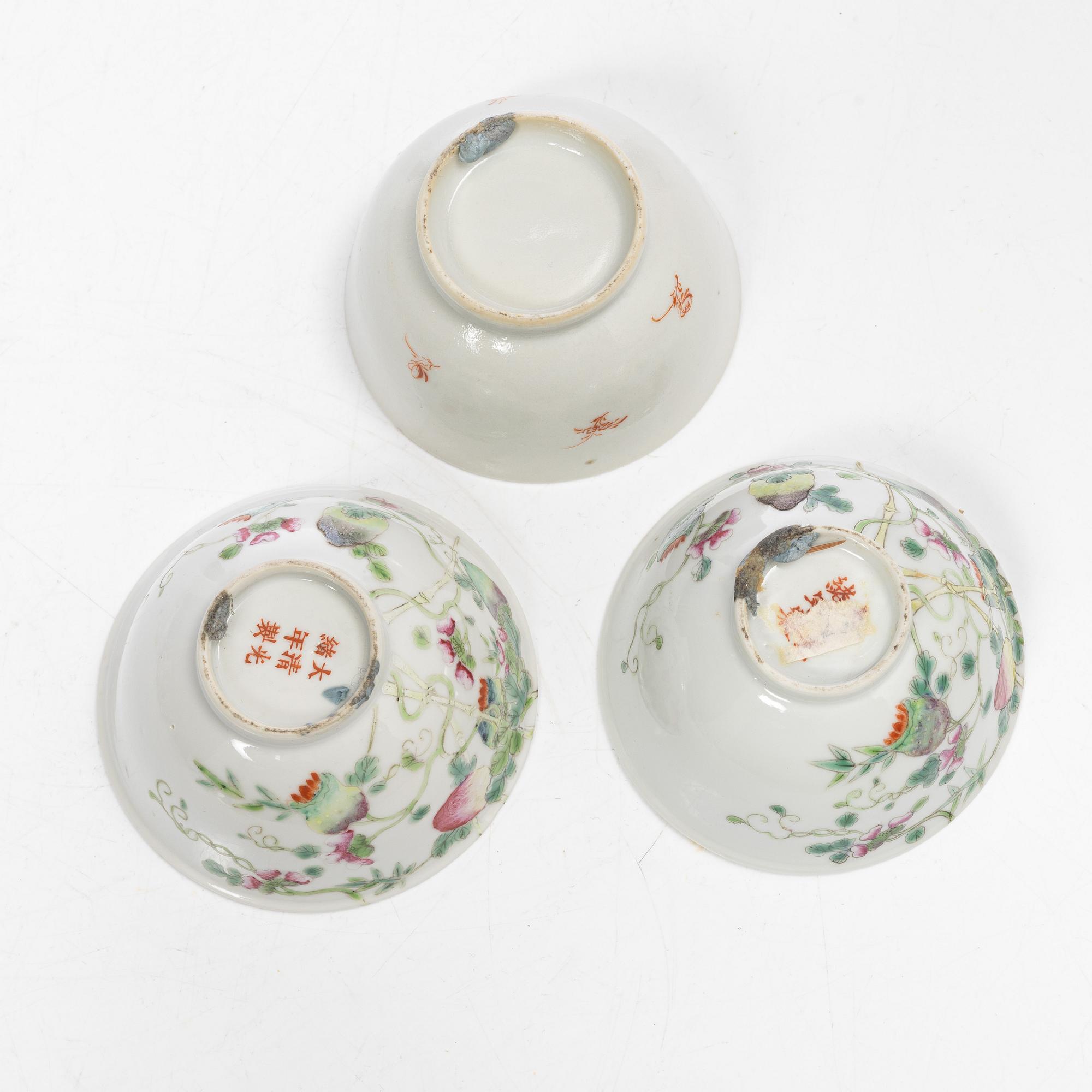 Thirteen porcelain cups, China, mostly 18th century.