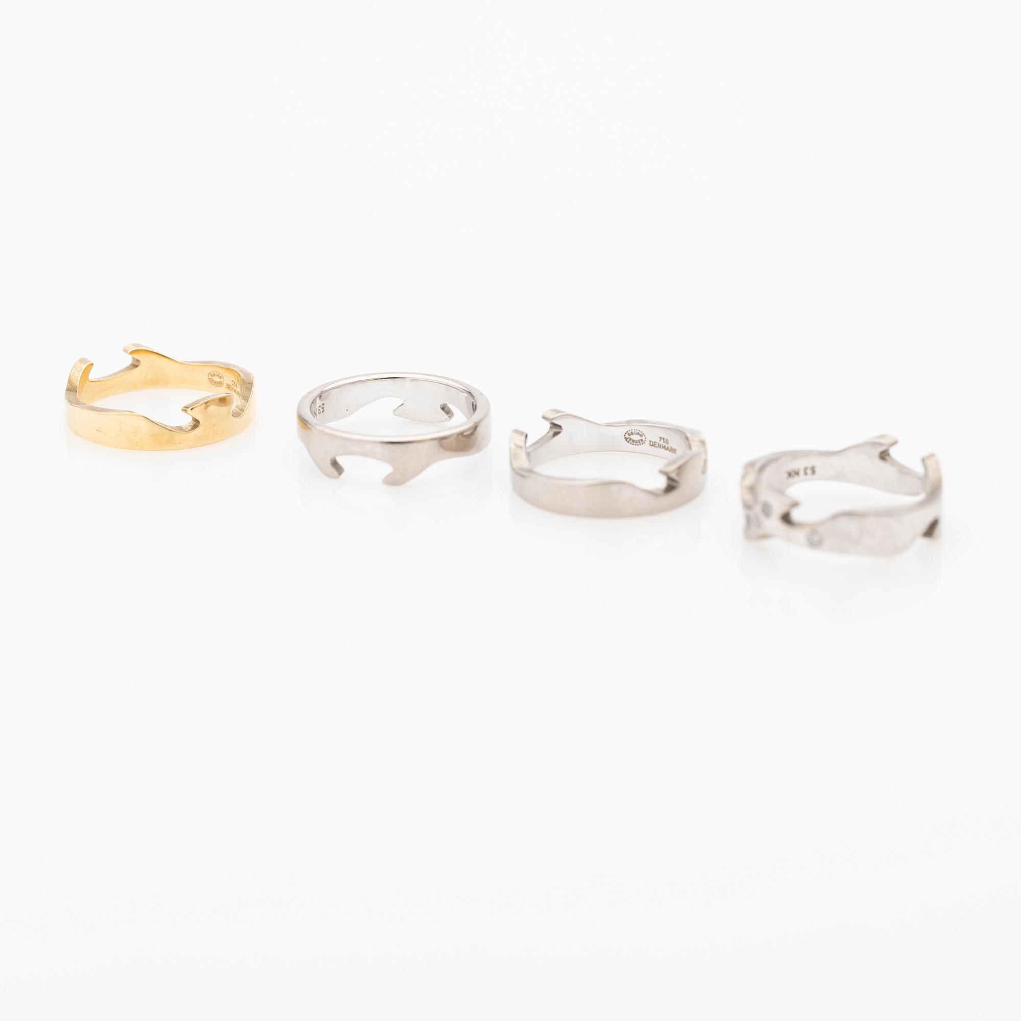 Georg Jensen, Ring, "Fusion", 3 +1 parts, 18K gold and white gold, set with brilliant-cut diamonds.
