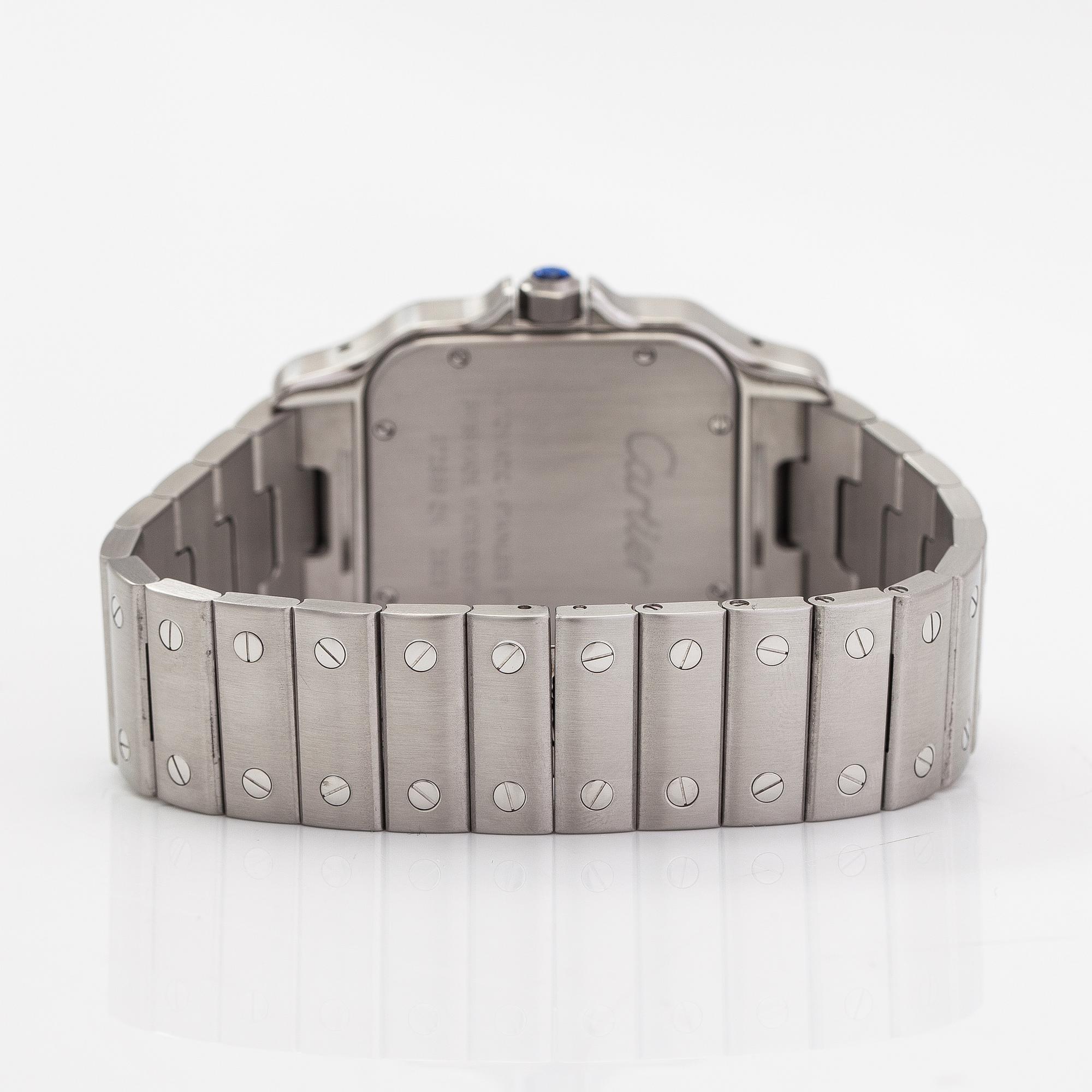Cartier, Santos, rannekello, 32 x 32 mm.