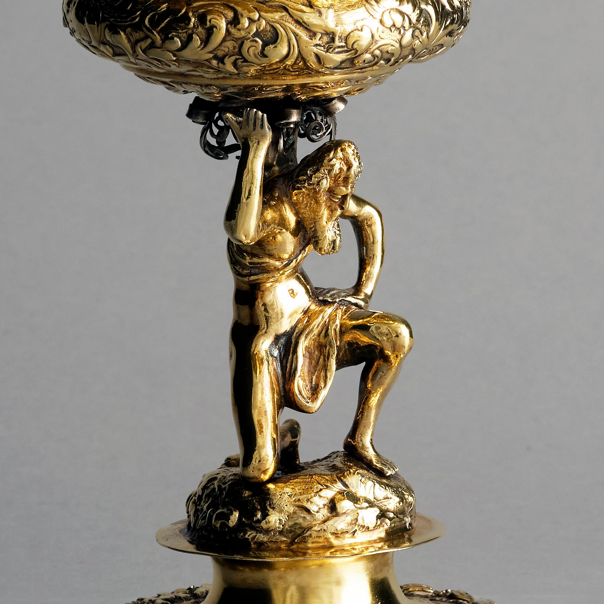 Johan Nützel, Lockbägare/Kredensbägare, förgyllt silver, Stockholm 1698. Barock.