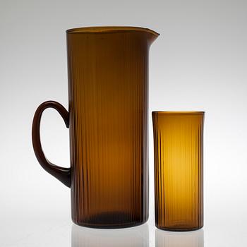 KANNA och SAFTGLAS, 6 st, modell 2065, design Tapio Wirkkala, Iittala 1960-tal.