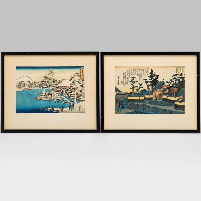 HASEGAWA SADANOBU I, färgträsnitt, 2 blad från album. Japan, 1900-tal.