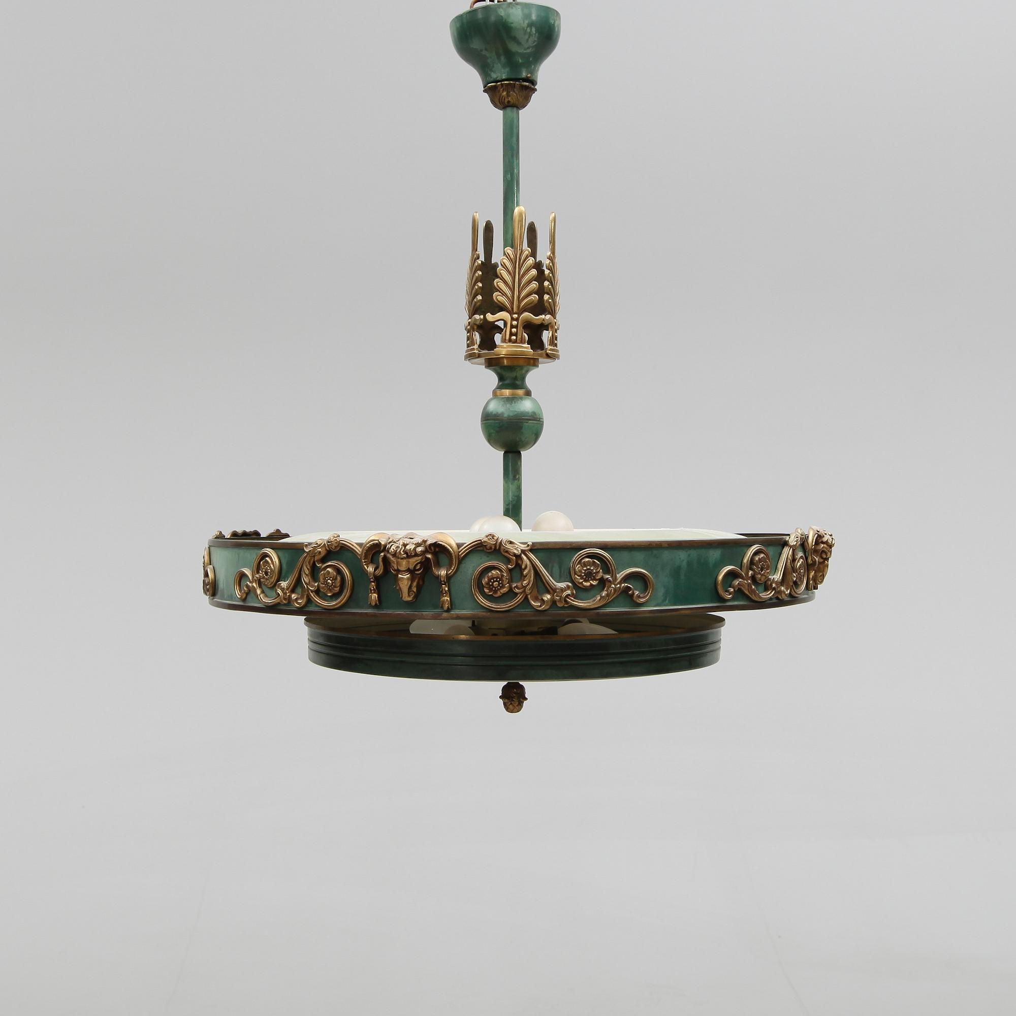 TAKLAMPA, art déco, 1900-talets första hälft. Höjd ca 70 cm.