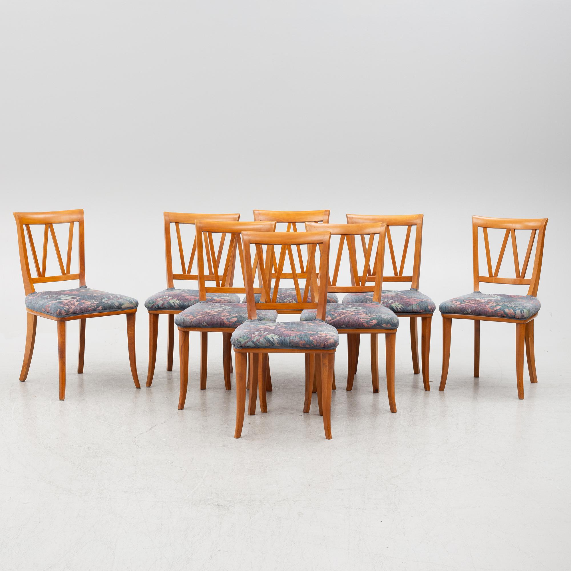 Carl Malmsten, eight 'Pyramid' chairs, second part of the 20th century.