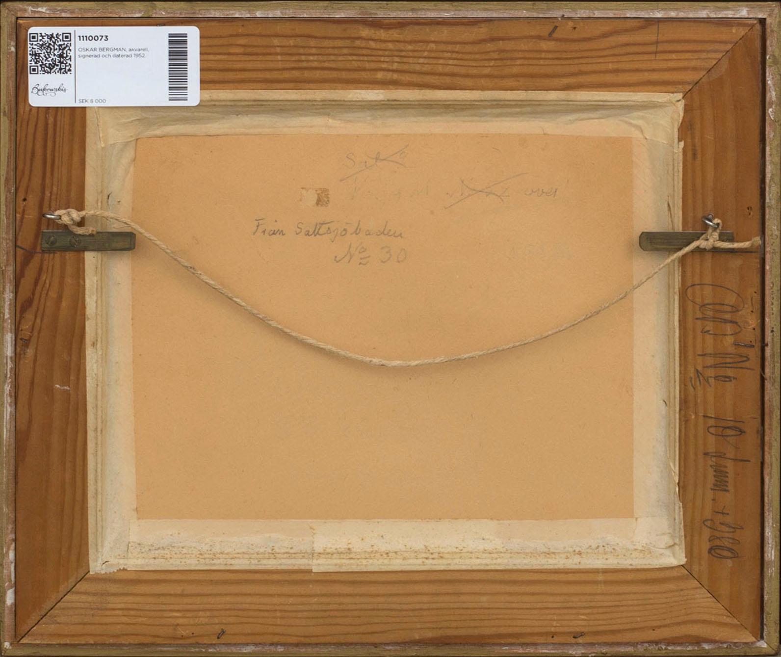 OSKAR BERGMAN, water color, signed and dated 1952.