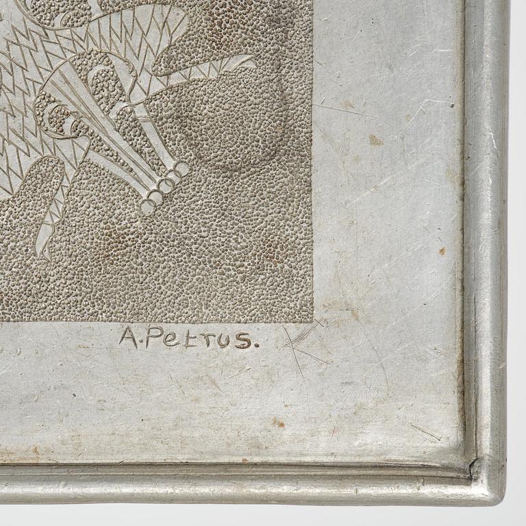 Anna Petrus, a pewter top tray table on a base by Uno Åhrén, executed in her studio, Stockholm, ca 1922-25.