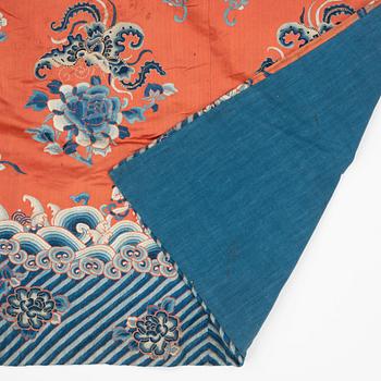 An embroidered silk altar cover, China, Qing dynasty.