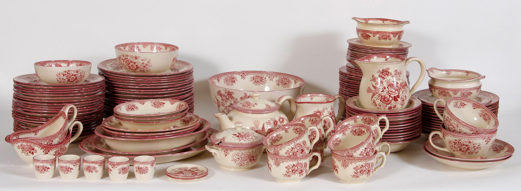 SERVISDELAR, ca 115 st, flintgods, "Fasan", Old Gustavsberg.