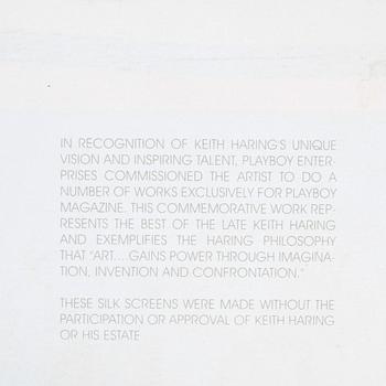 KEITH HARING (Efter), färgserigrafi, utgiven av Special Editions Limited för Playboy, 1991.