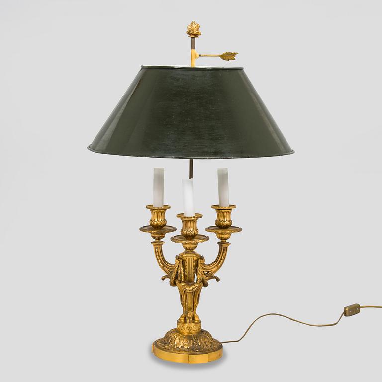 A Louis XVI style bouillotte table lamp, France early 20th century.