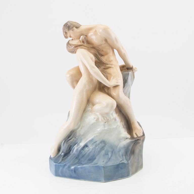 Theodor Lundberg, sculpture "The Wave and the Cliff" Royal Copenhagen porcelain.