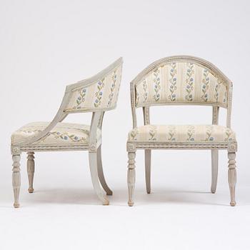 A pair of Late Gustavian style armchairs early 19th century.