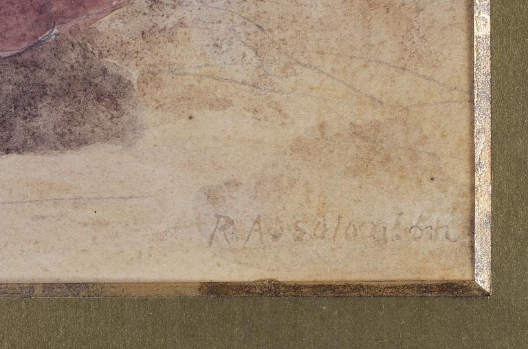 OKÄND KONSTNÄR, akvarell på papper, sign R. Absolom, 1800-tal.