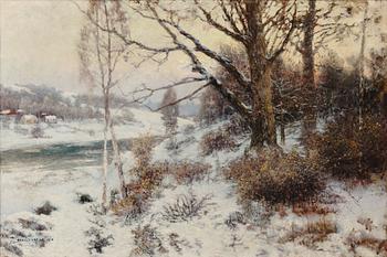 Anshelm Schultzberg, Winter landscape at dusk.