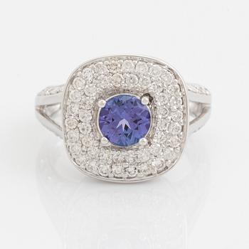 Tanzanite and brilliant cut diamond ring.