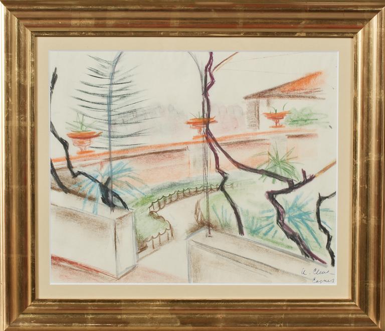 AGNES CLEVE, pastell, signerad, Cagnes.
