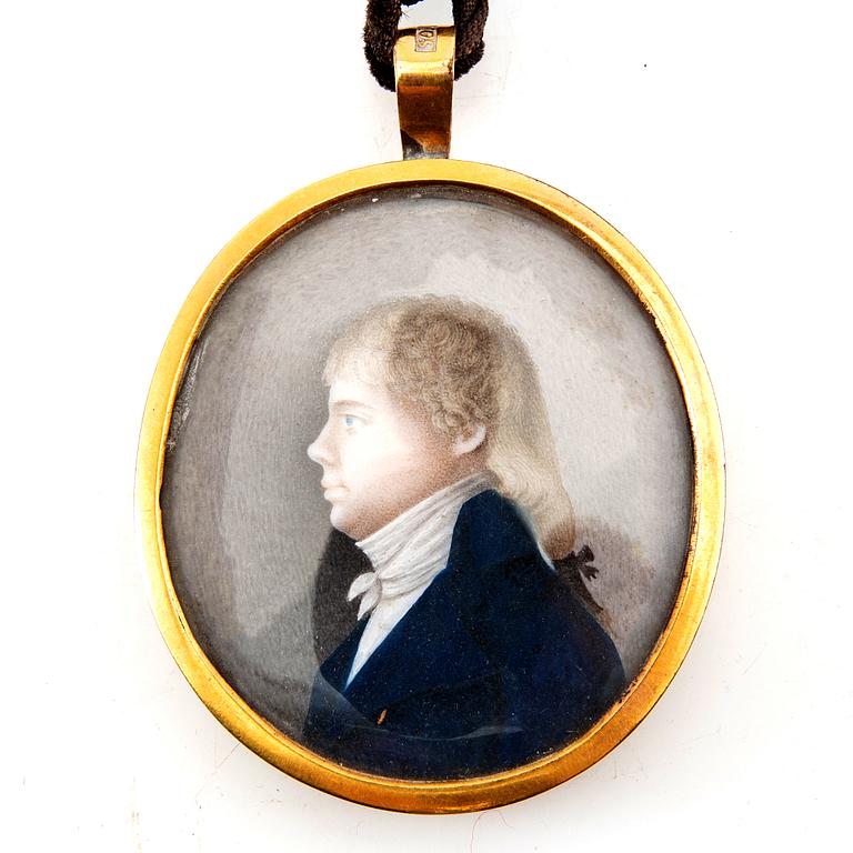 Okänd konstnär omkring 1800, Porträtt av man i profil.