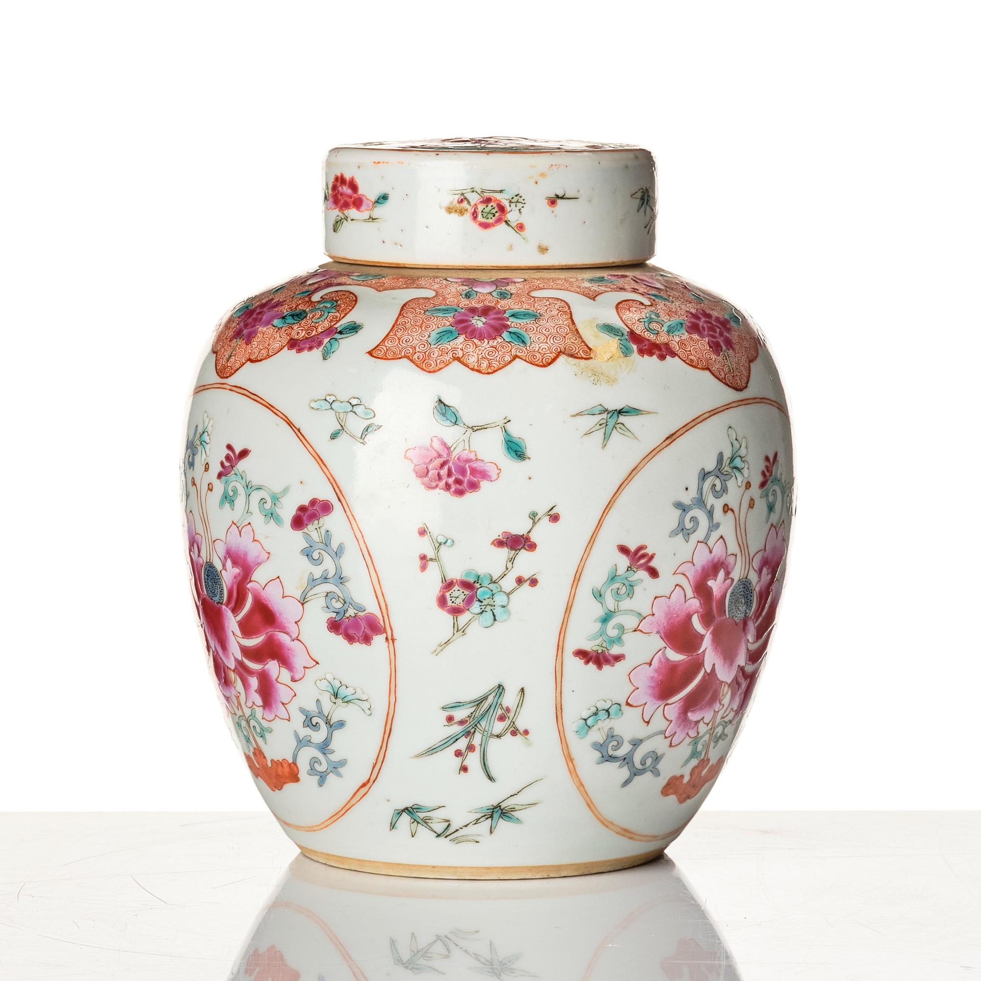 A famille rose jar with cover, Qing dynasty, Qianlong (1736-95).