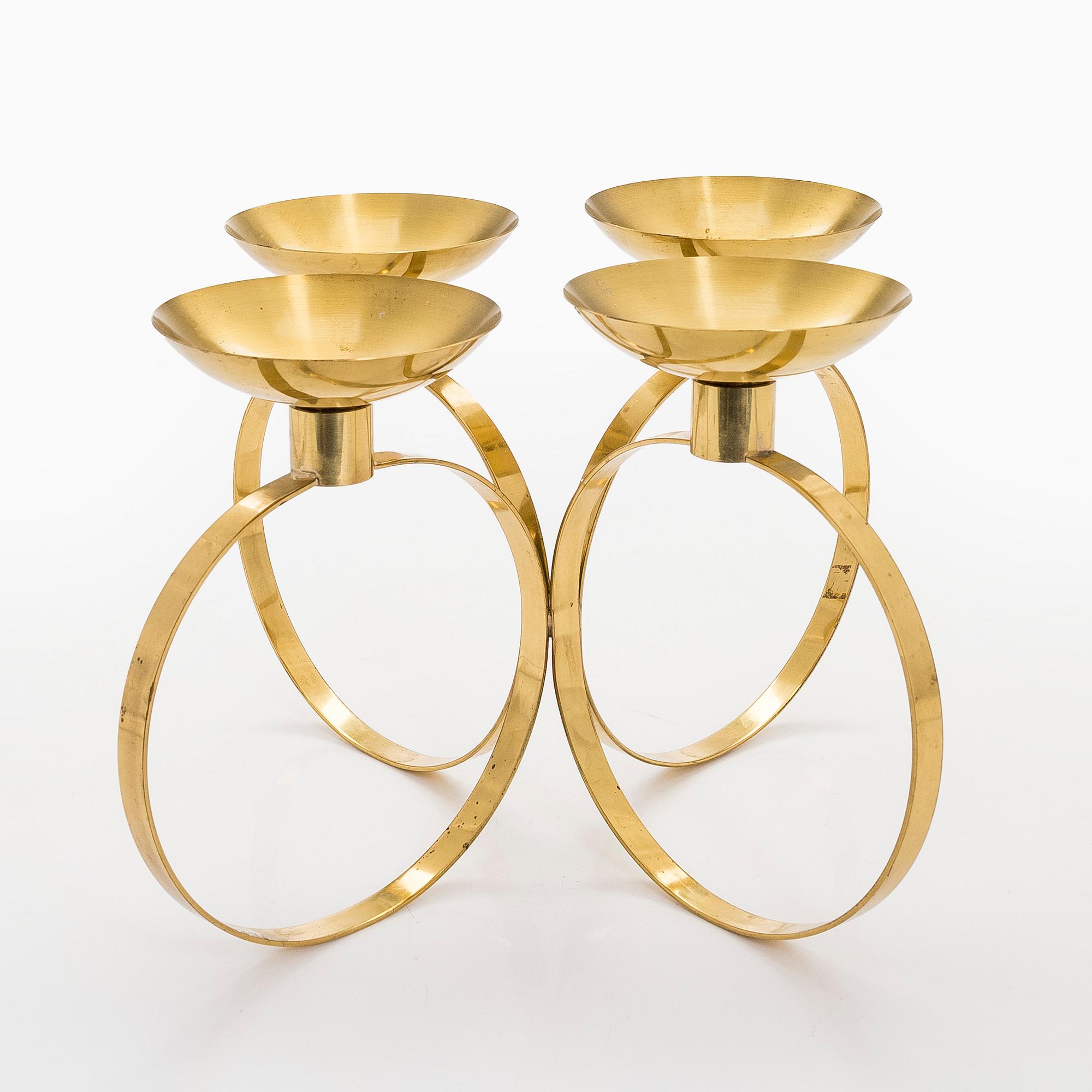 Kaija Aarikka, A 'Pöytälukki' brass candelabrum, Aarikka Finland. Model designed in 1974.