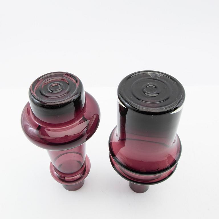 Tamara Aladin, vases, 5 pcs, glass, Riihimäen Lasi, Finland, 1960s/70s.