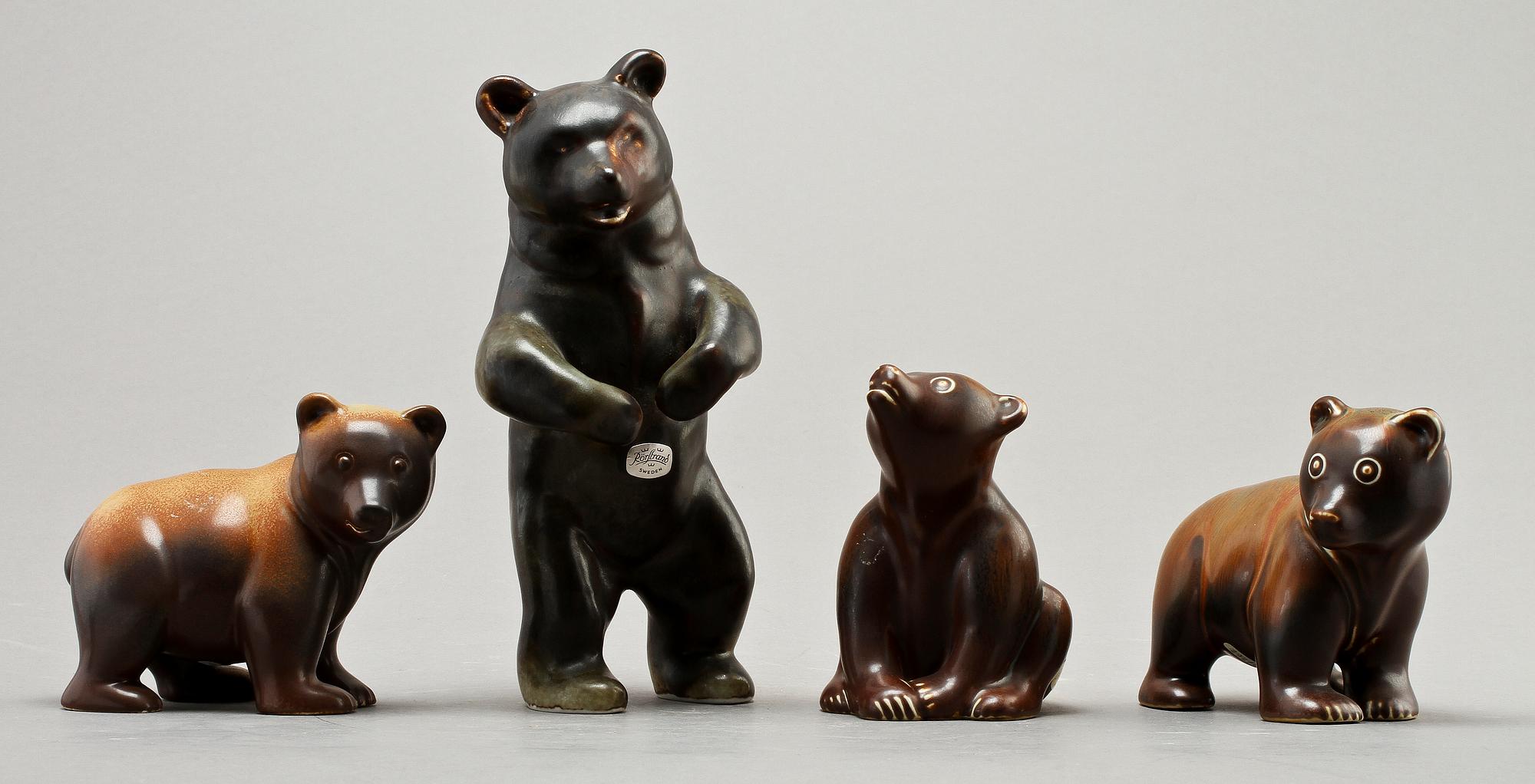 FIGURINER, 4 st, stengods, Gunnar Nylund samt Karl Grössl, Rörstrand.