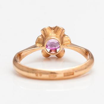 A 14K gold ring with a synthetic ruby. Soviet Union.