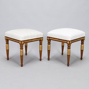 A pair of Gustavian style stools, circa 1900.