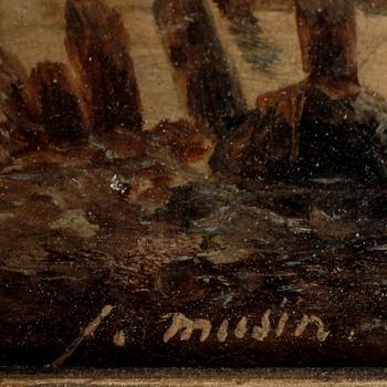 FRANCOIS ETIENNE MUSIN, olja på pannå, signerad.