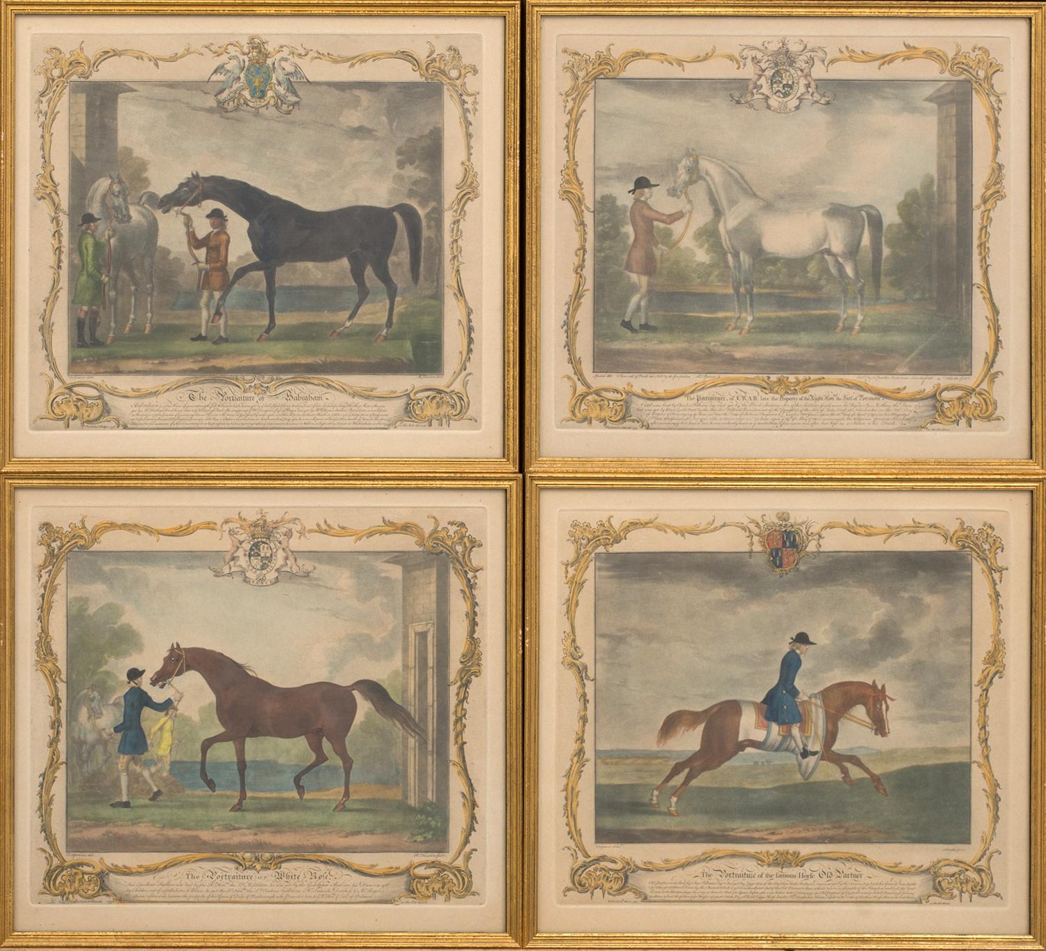 RICHARD HOUSTON, colour  mezzotint, 6 pcs. after James Seymoure and  Thomas Spencer. Dated un print 1755-56.